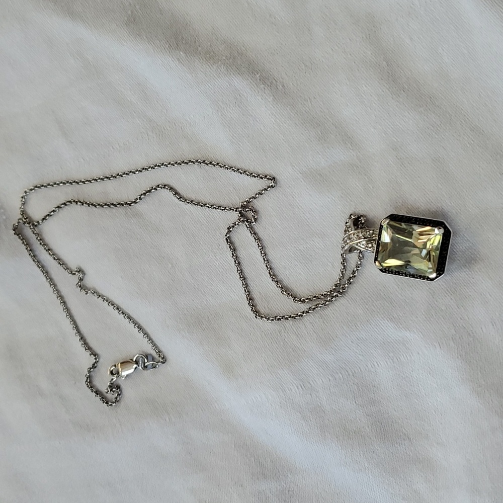 Green amethyst pendant with chain